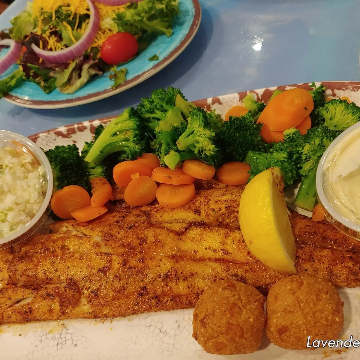 Redfish Platter with Steamed Vegetables