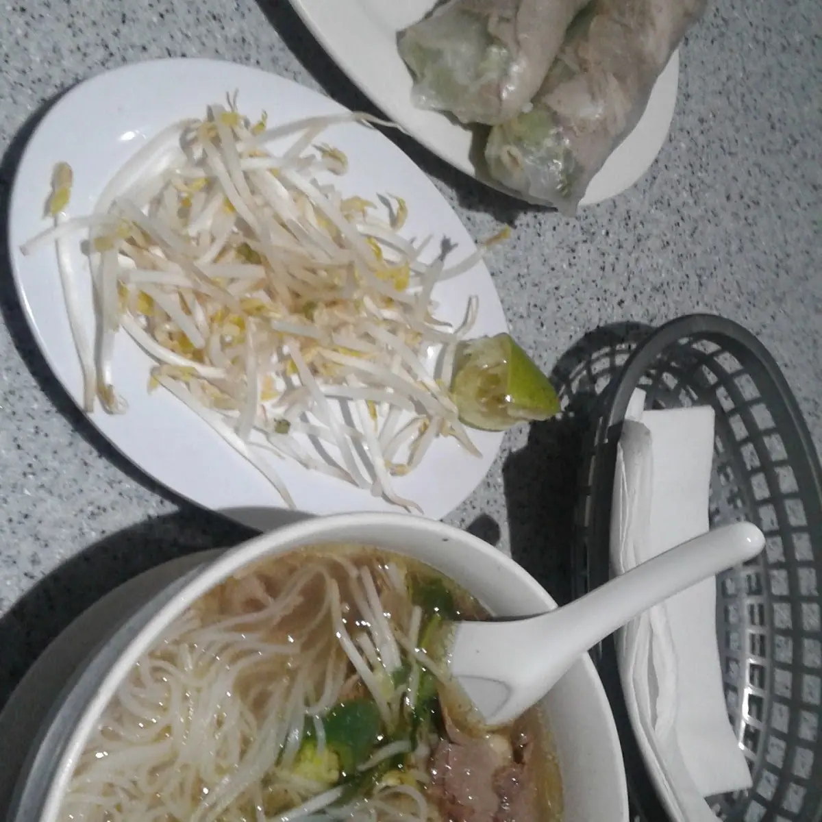 Rice Vermicelli with Egg Rolls