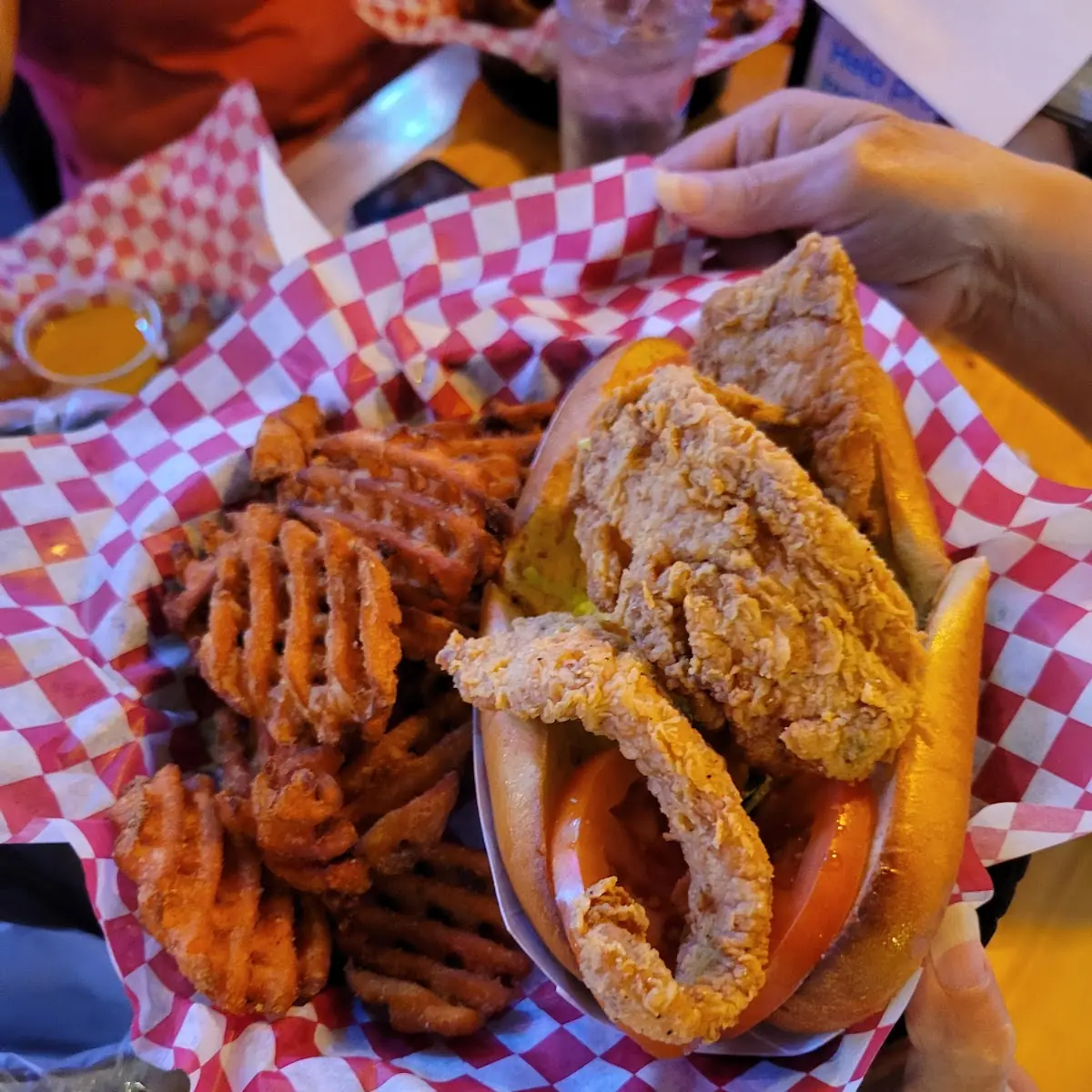 Fried Catfish and Waffle Fries