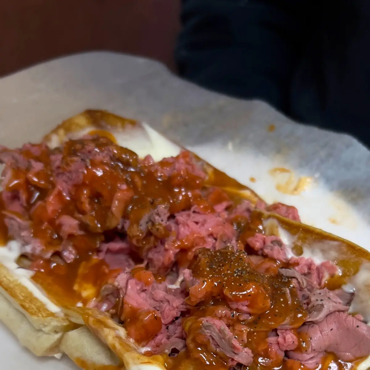 Roast Beef Sub 3-Way BBQ Am Cheese Mayo