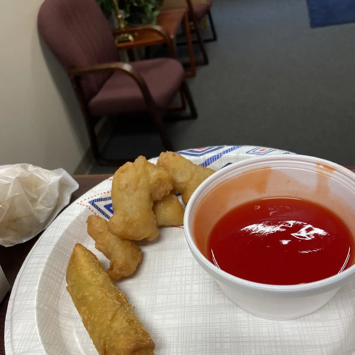 Egg Roll and Sweet Sour Chicken
