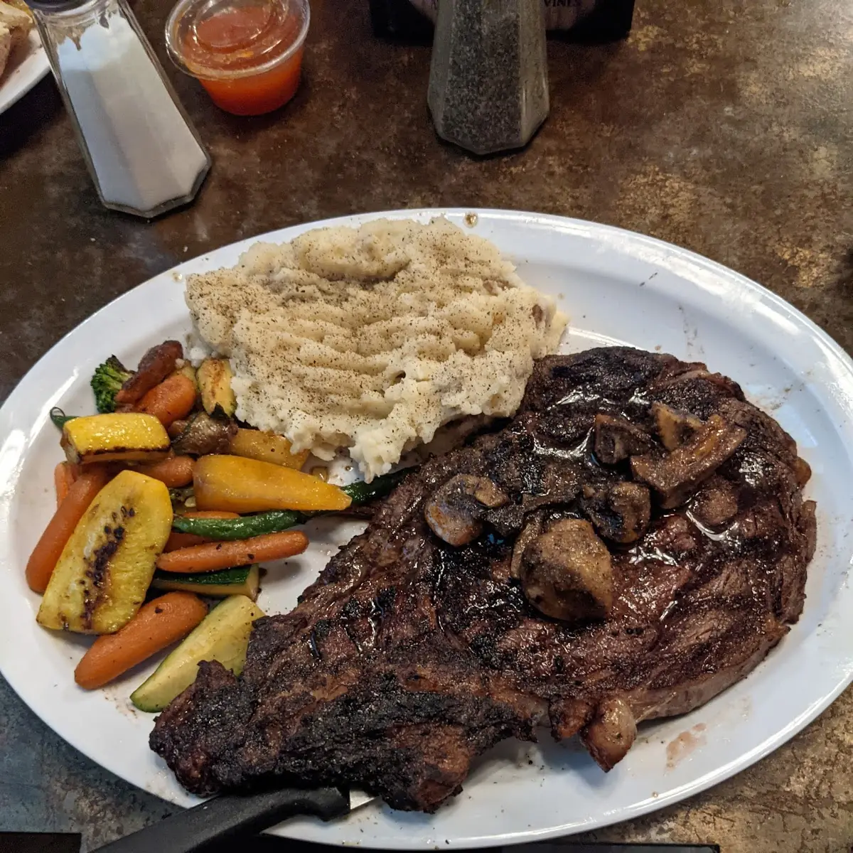 Ribeye with Garlic Mashed Potatoes