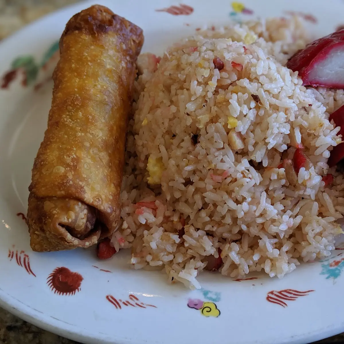 Combo a Pork Fried Rice BBQ Pork and Egg Roll