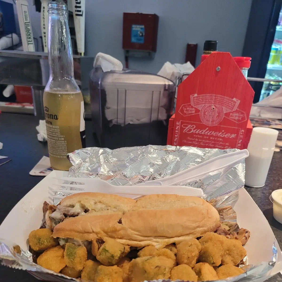 Philly Cheesesteak with Fried Okra