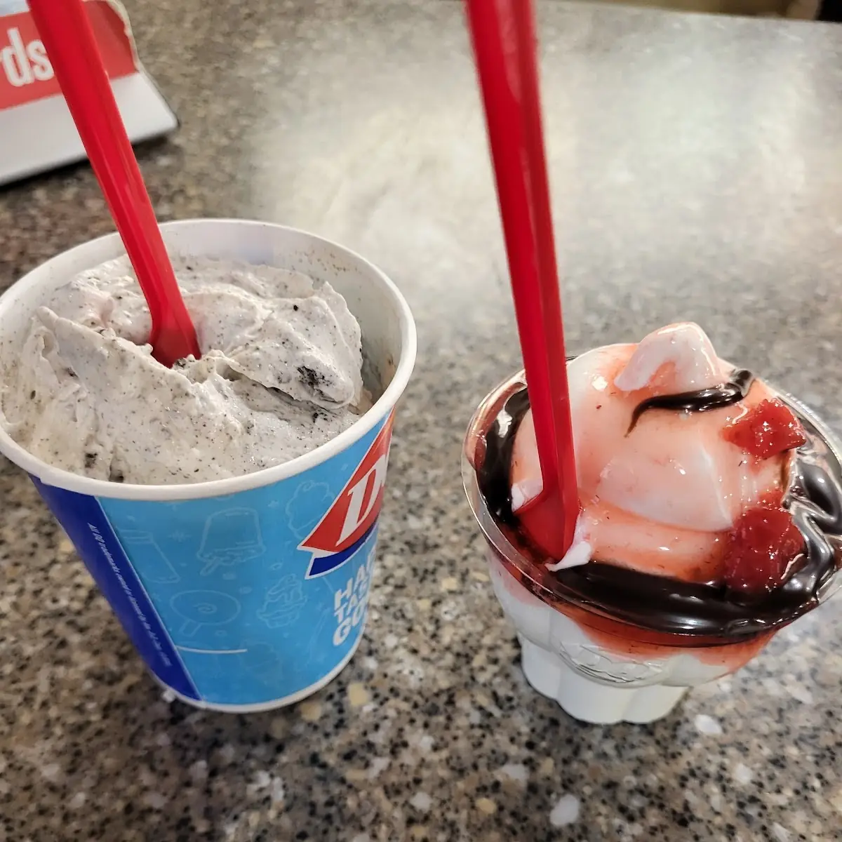 Oreo Blizzard Strawberry & Hot Fudge Sundae