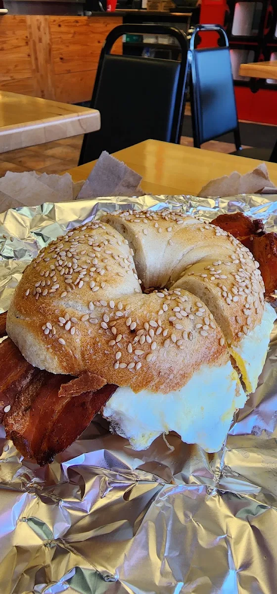 Bacon and Egg on a Sesame Bagel