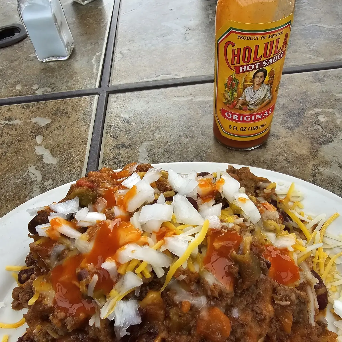 Open Faced Chili Burger