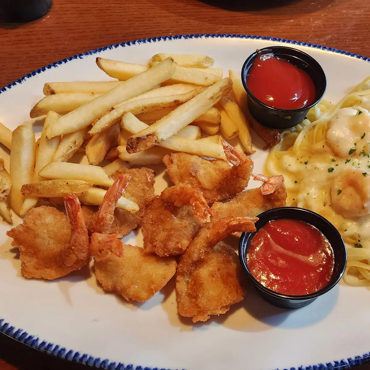 Linguine Shrimp Alfredo with Coconut Shrimp