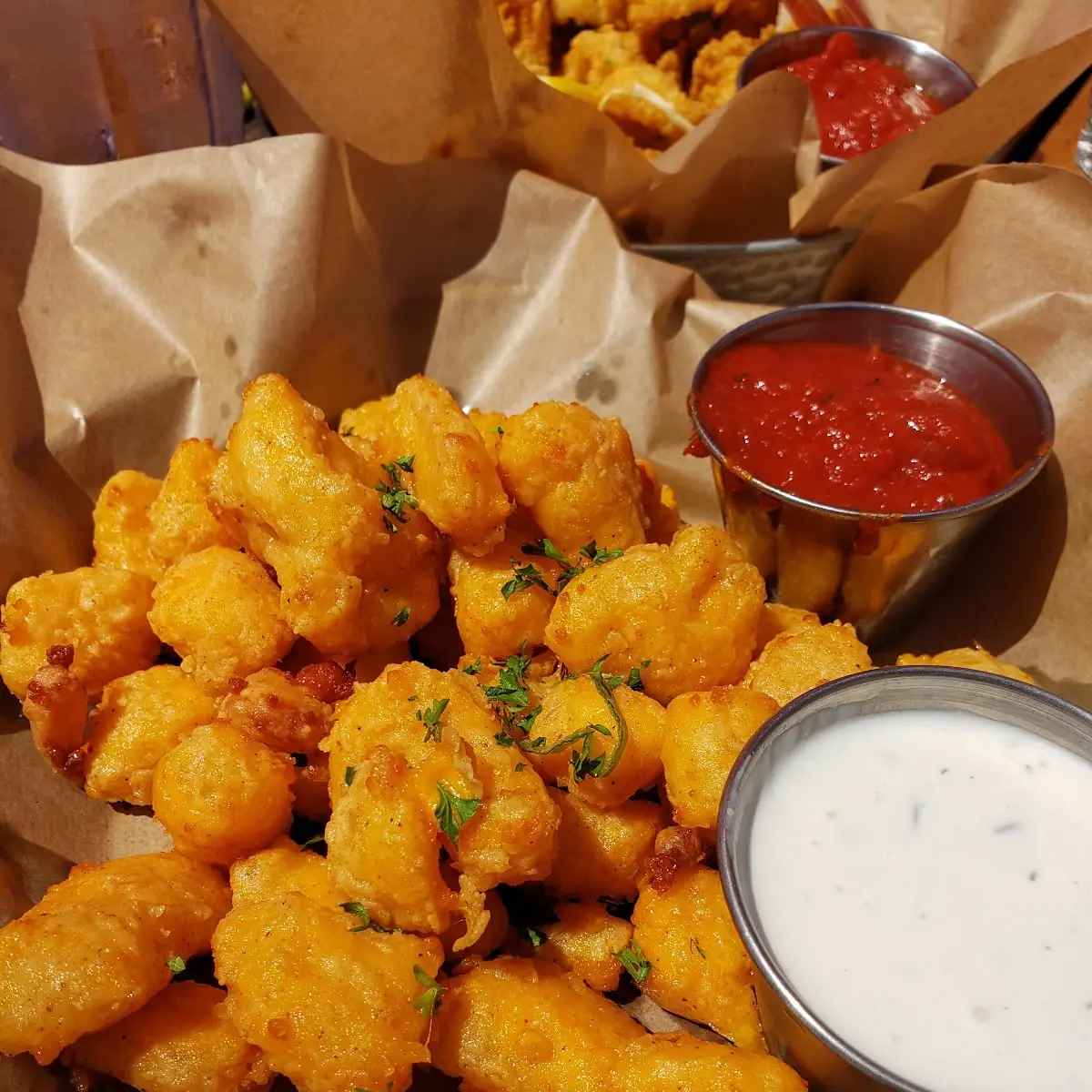Fried Cheese Curds with Dipping Sauces