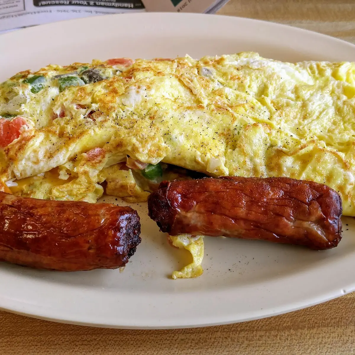Veggie Omelet with Sausage Links