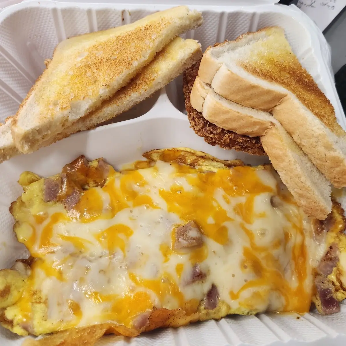 2 Egg Hash Brown Toast with Meat