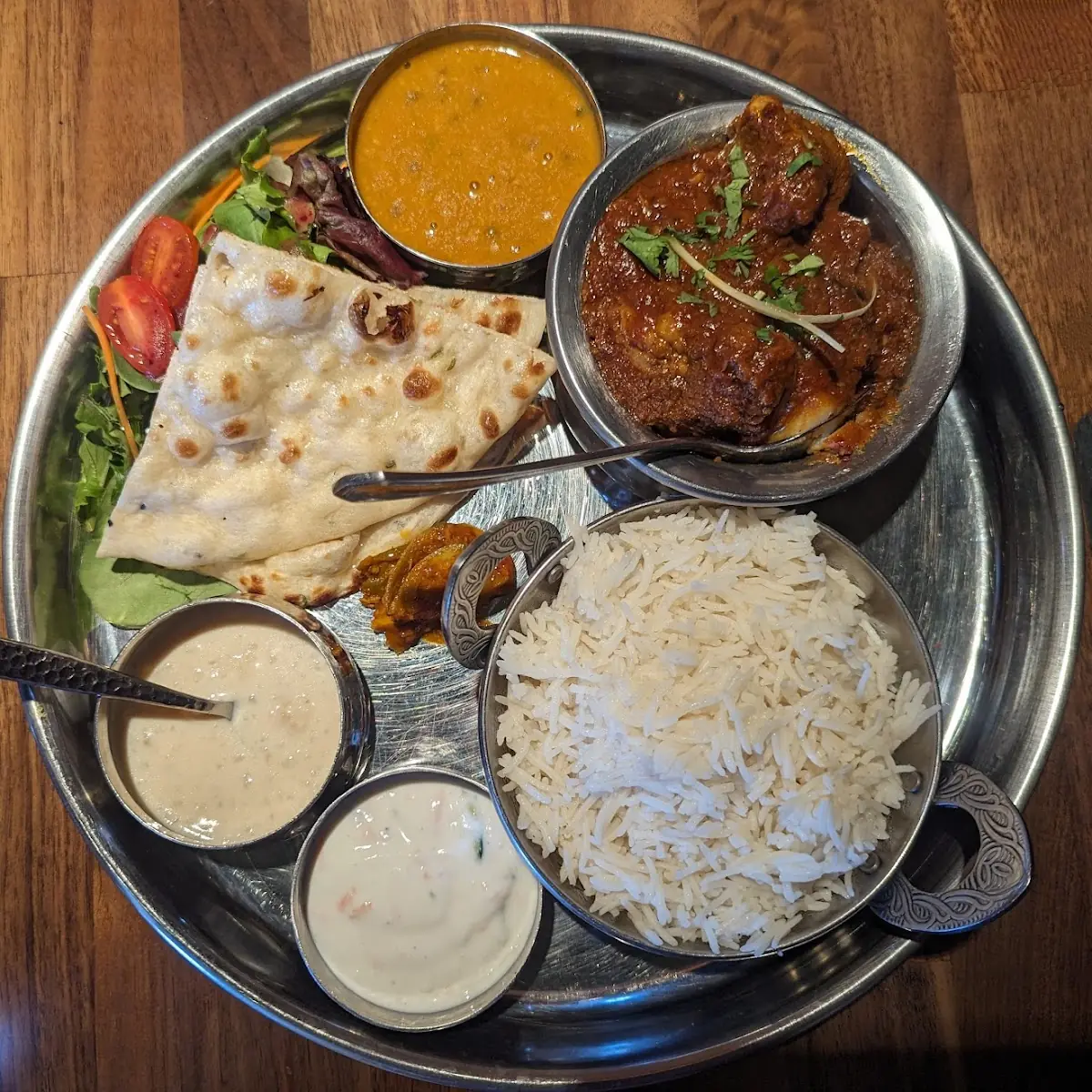Chicken Tekka Masa Garlic Naan Rice Pudding