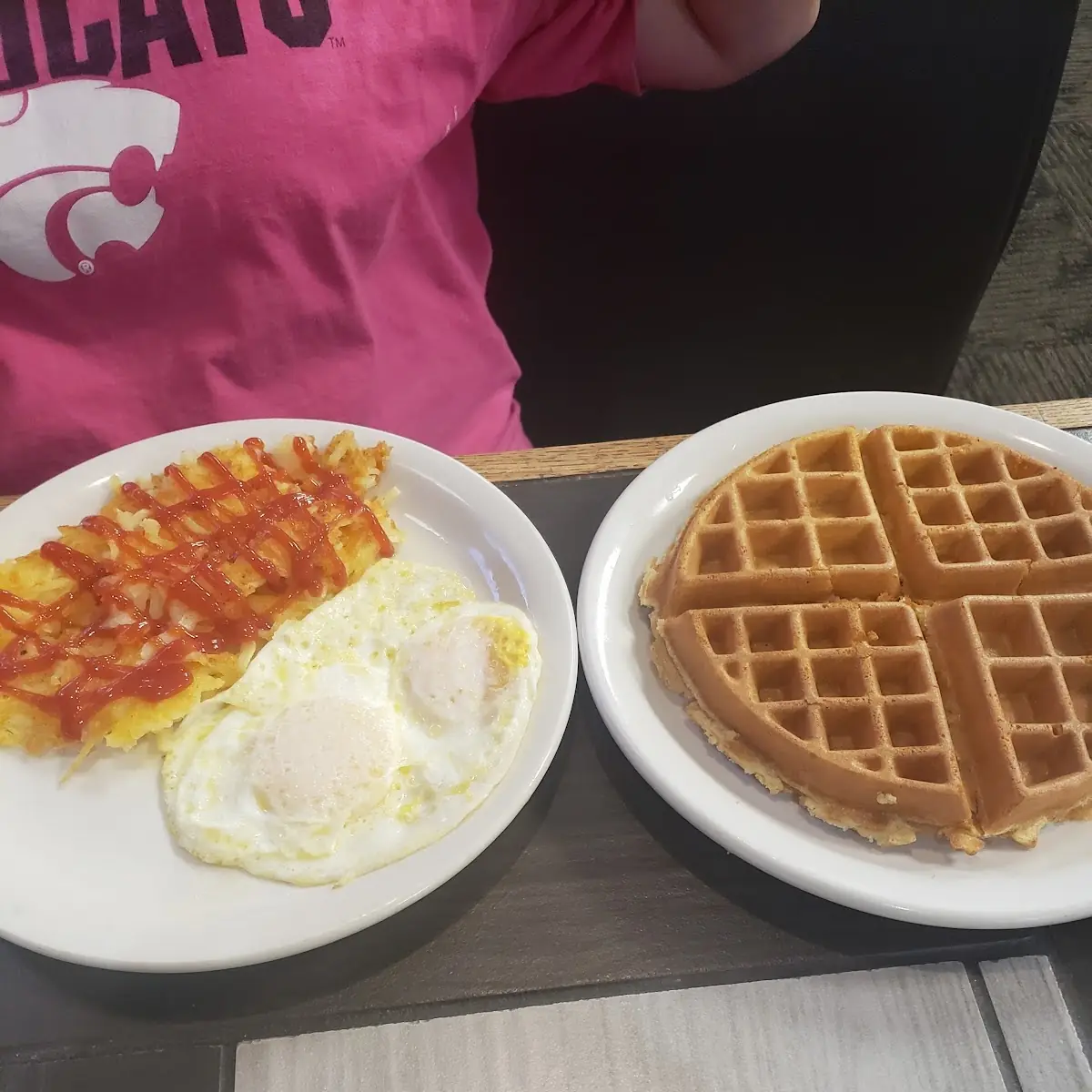 Waffles and Eggs w Hash Browns