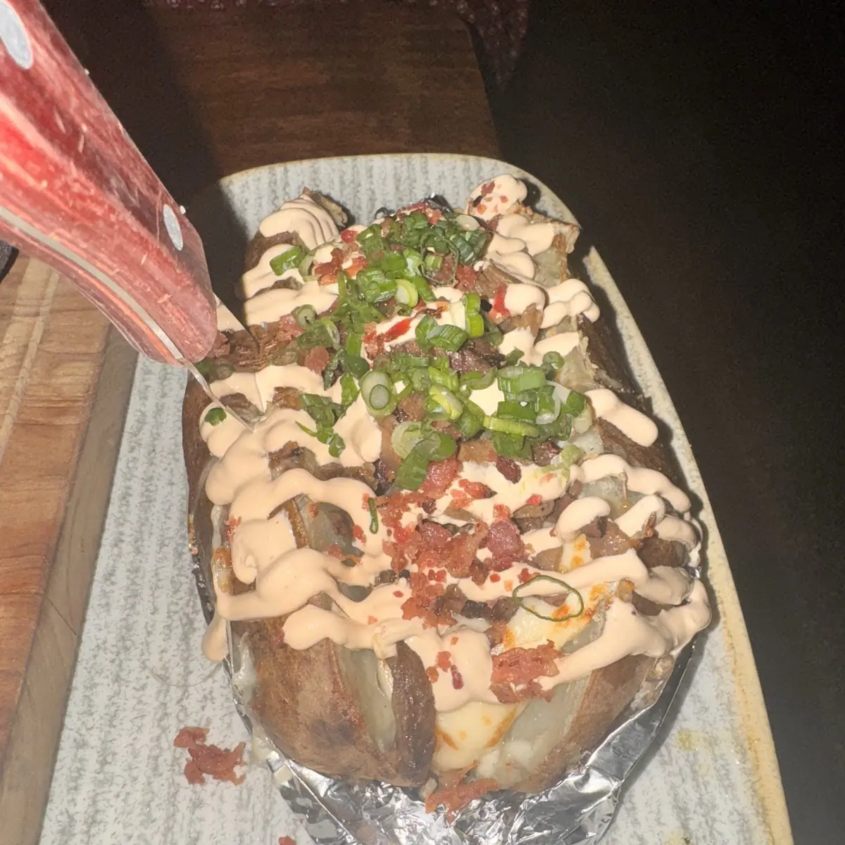 Baked Potato with Steak Toppings