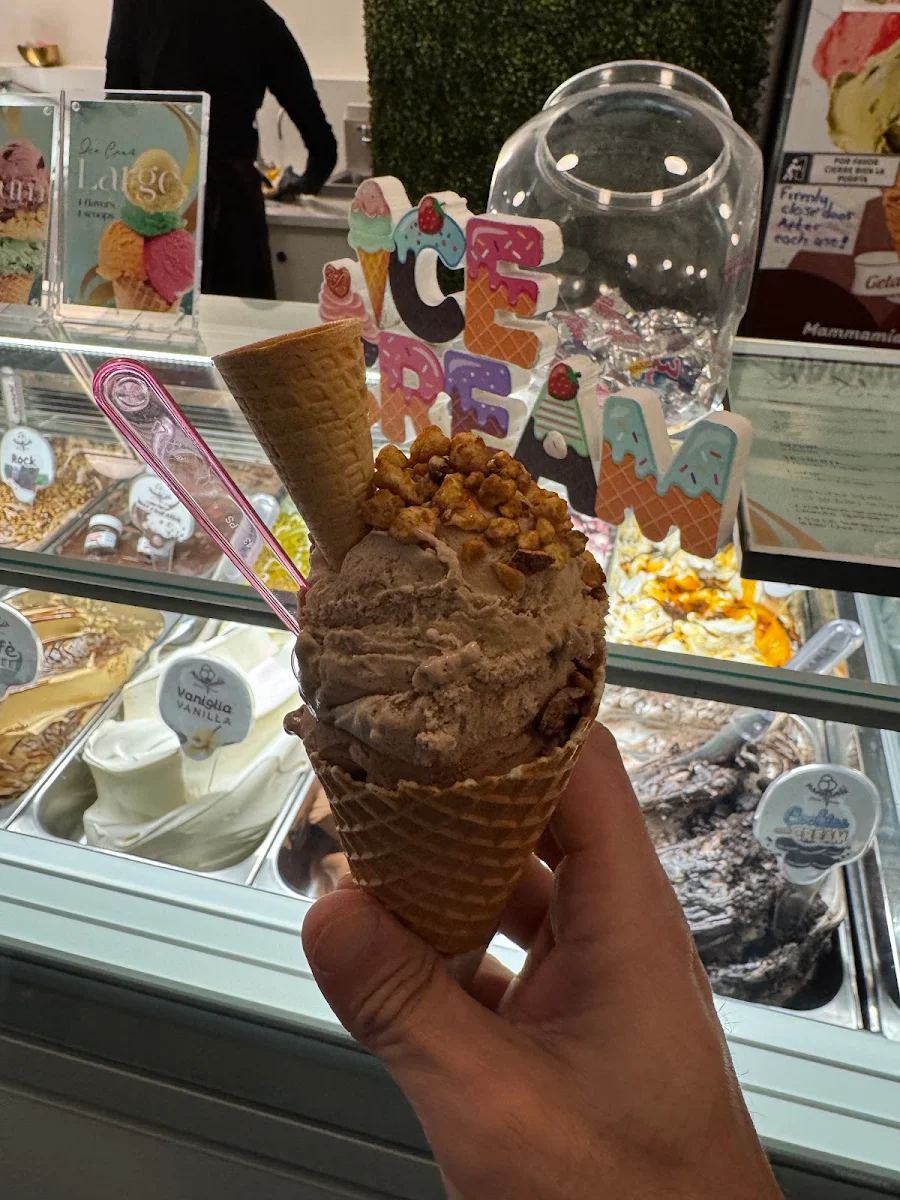 Chocolate Gelato with Waffle Cones