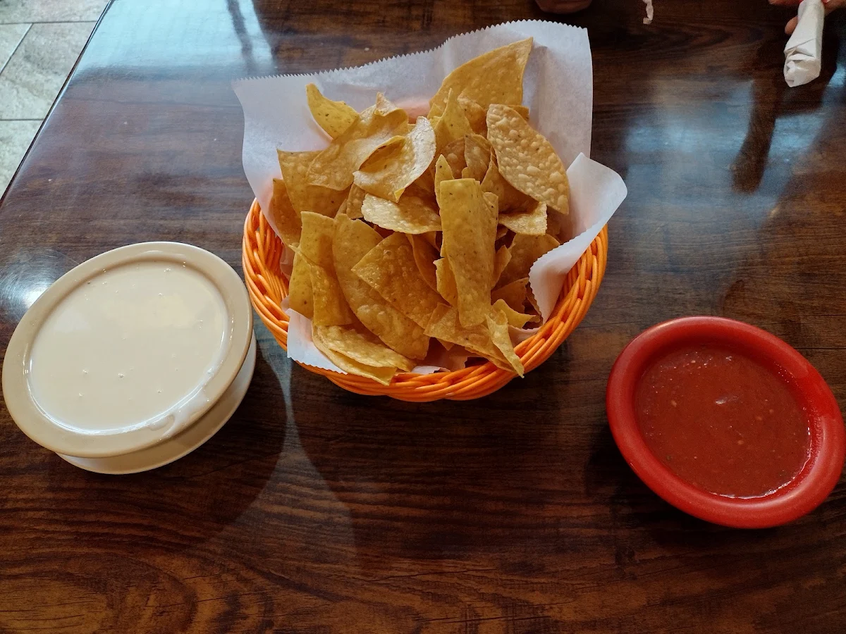 Chips Cheese Dip and Salsa and Chips