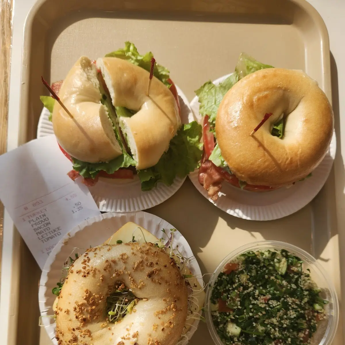 Liverwurst on Garlic Bagel Sandwich