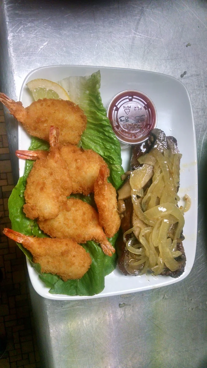 New York Strip and Fried Shrimp