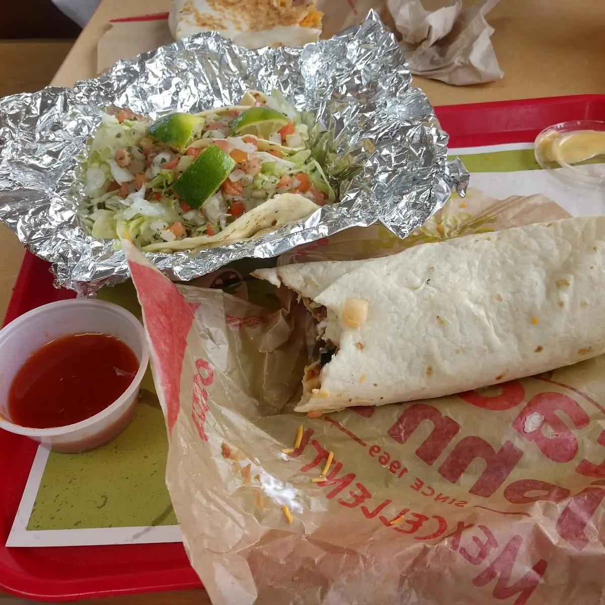 Beef Burrito an Steak Street Tacos