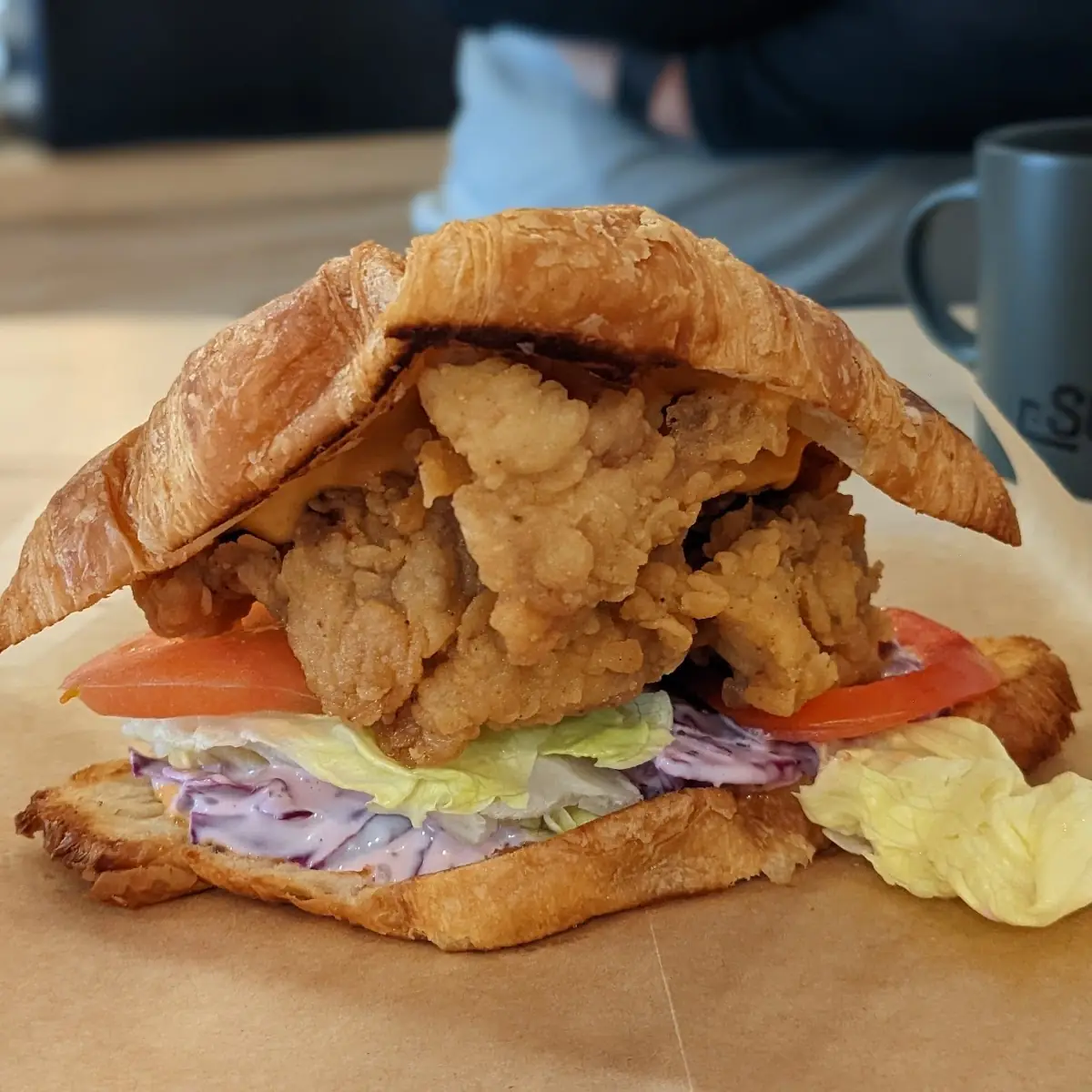Chipotle Fried Chicken Sandwich on a Croissant