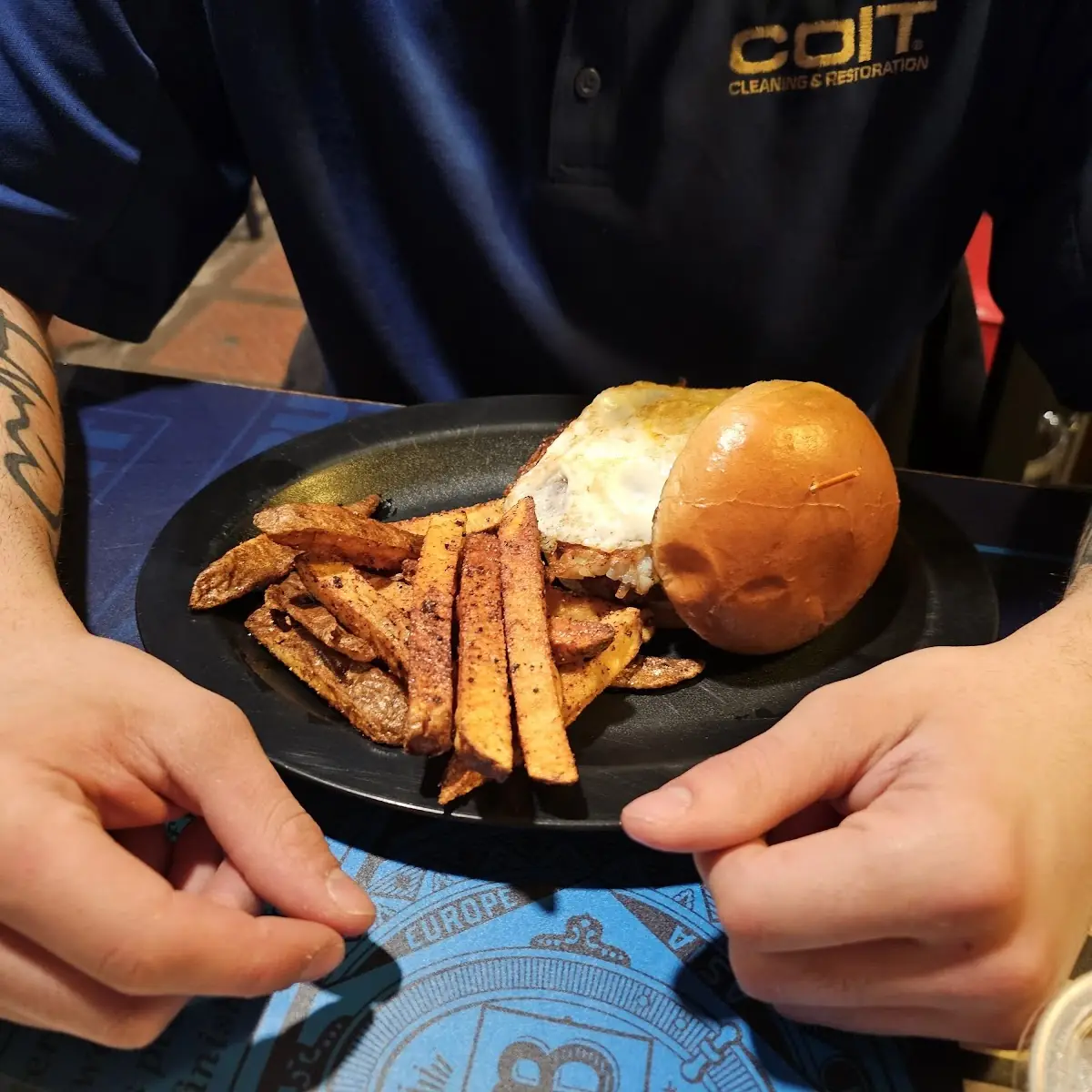 Breakfast Burger with Steak Fries