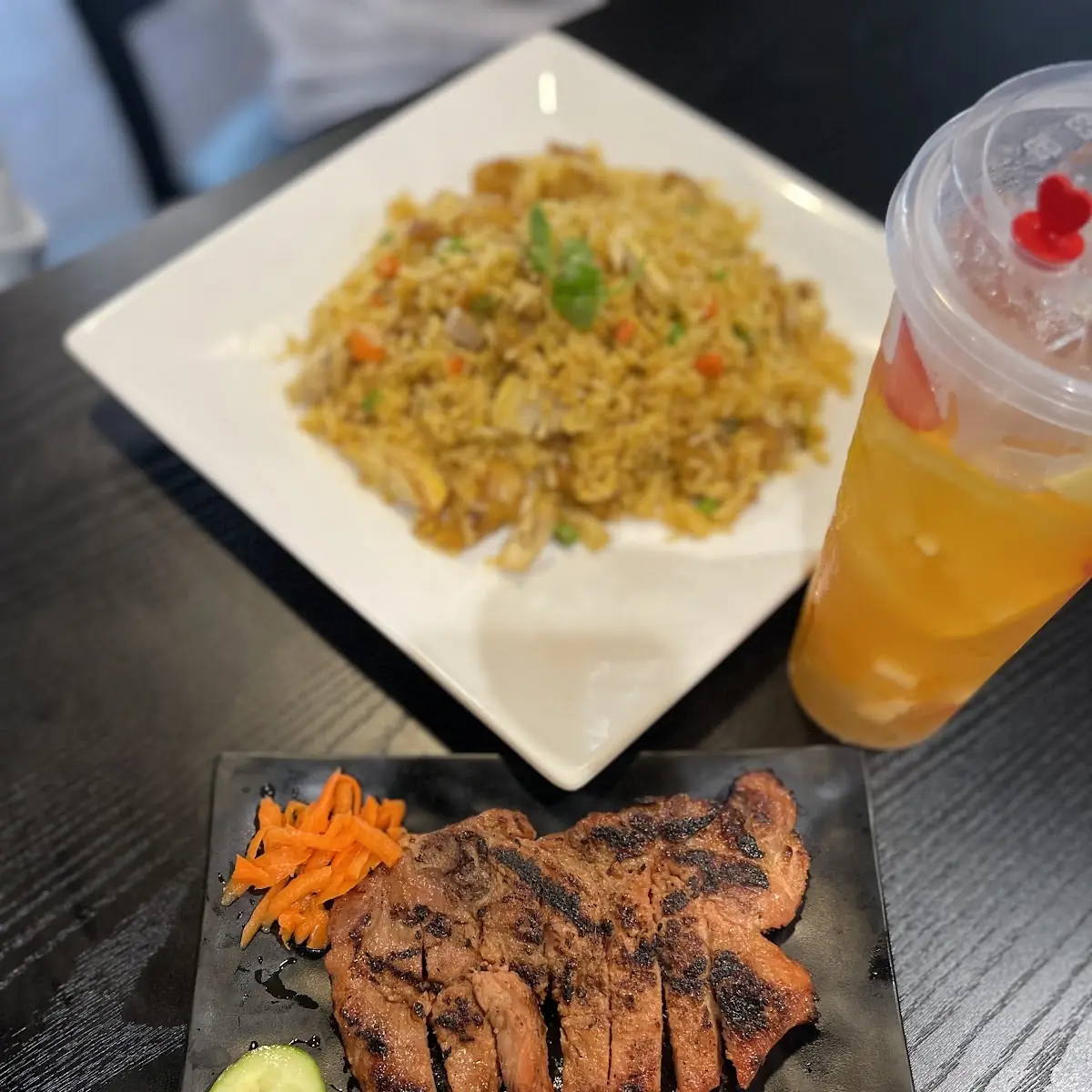 Chicken Fried Rice and Grilled Pork Chop