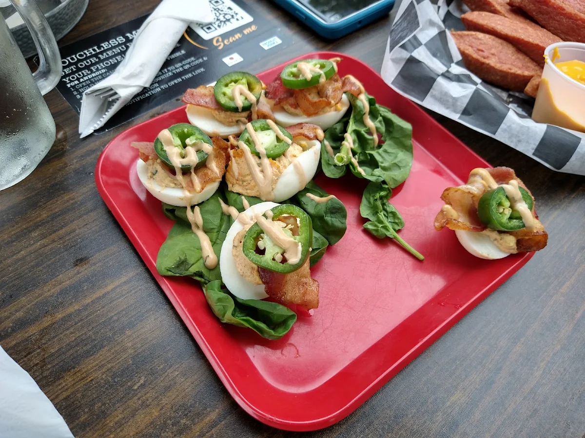 Deviled Eggs with Bacon and Jalapenos