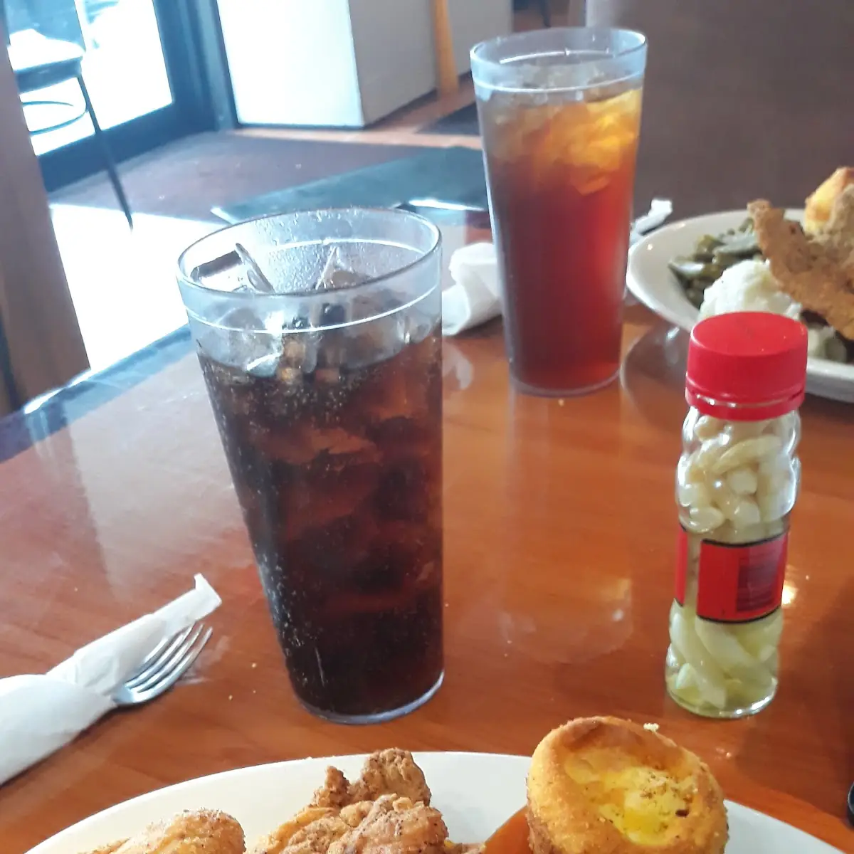 Fried Chicken Greens Yams and Corn Bread