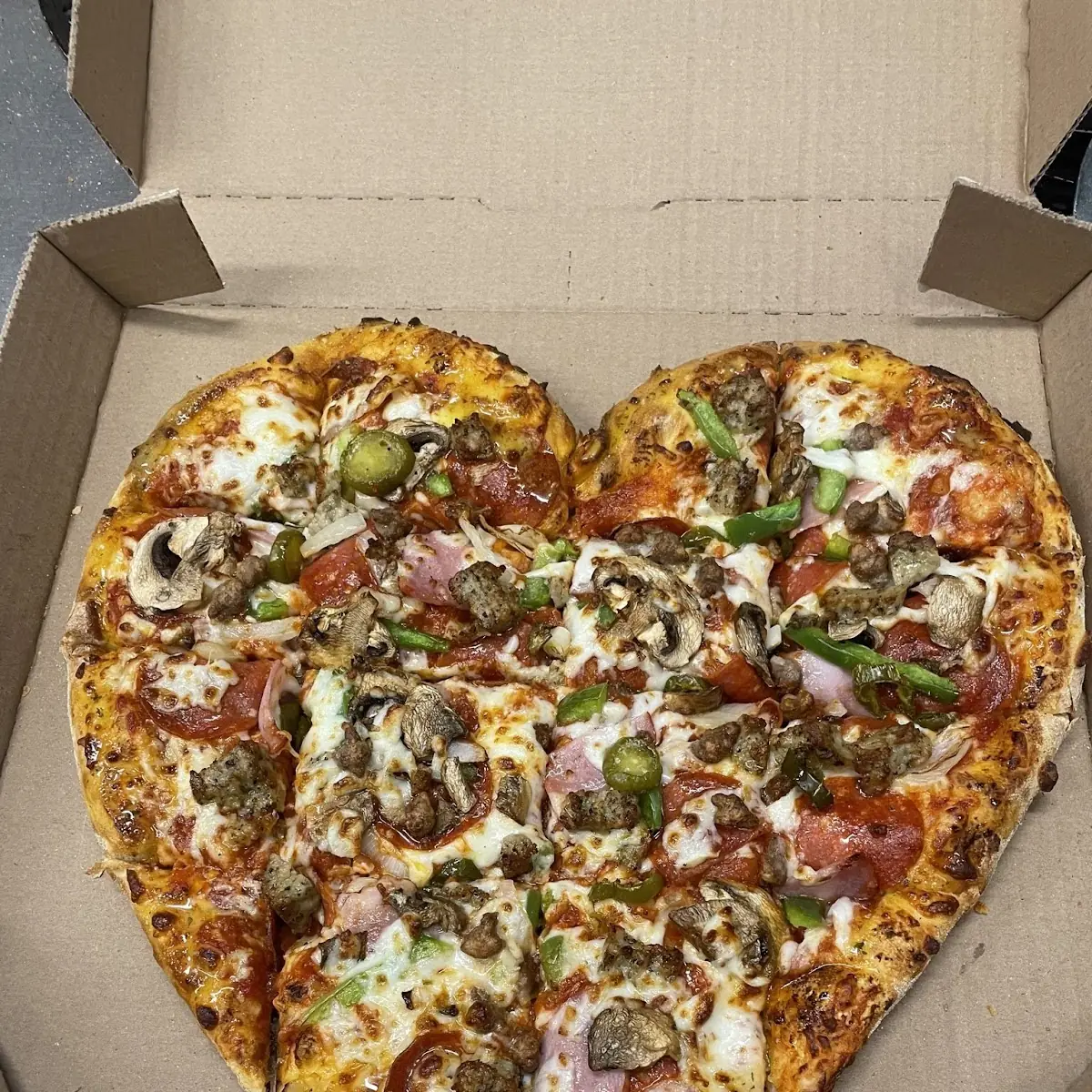 Heart Shaped Supreme Pizza