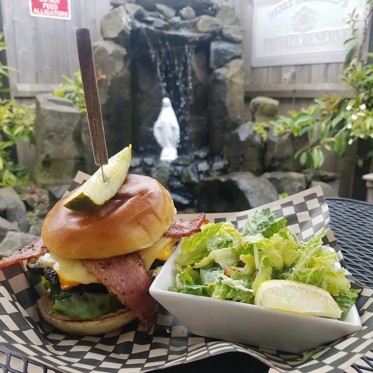 Naughty Nellie Burger and Ceasars Salad