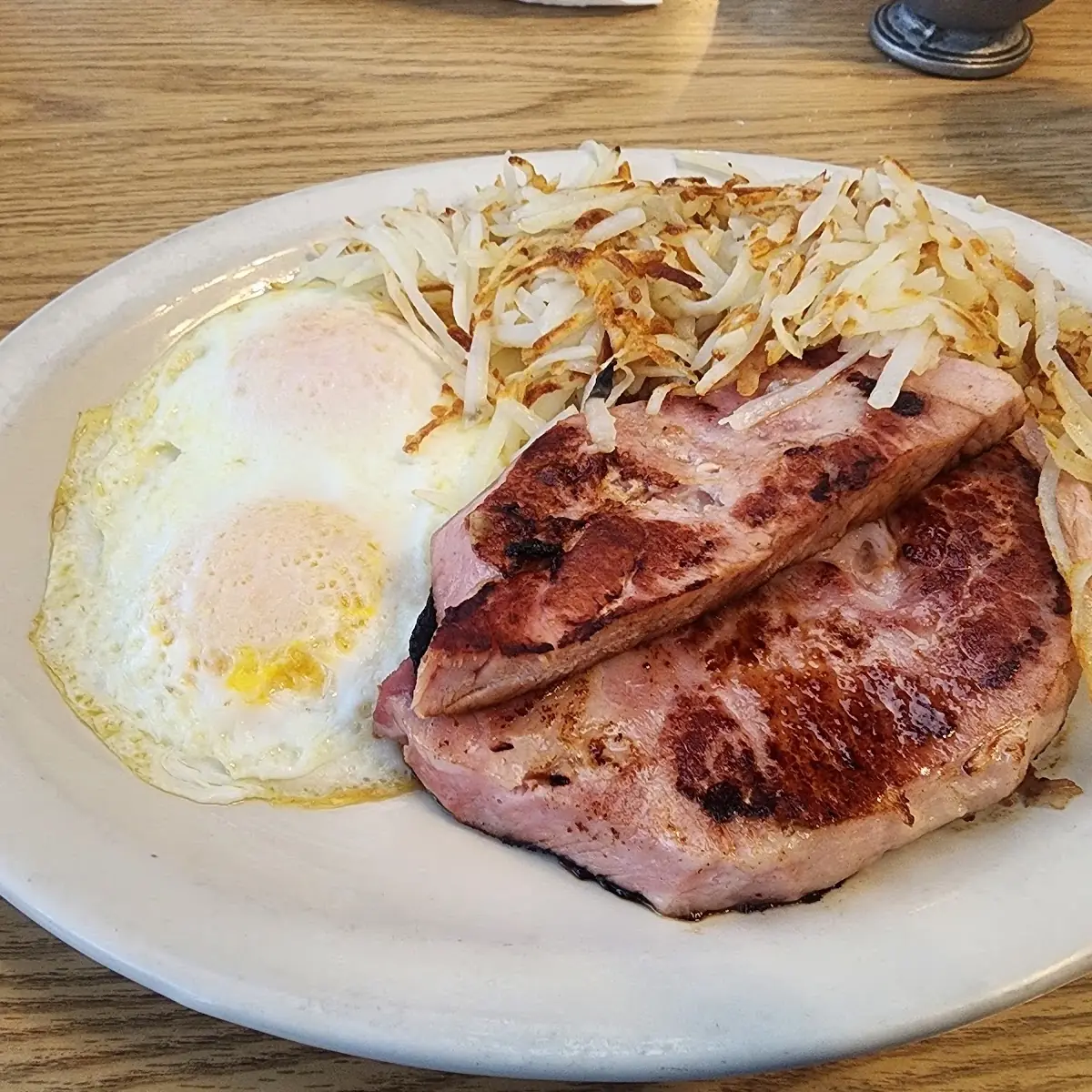 2 Boneless Pork Chops and Eggs