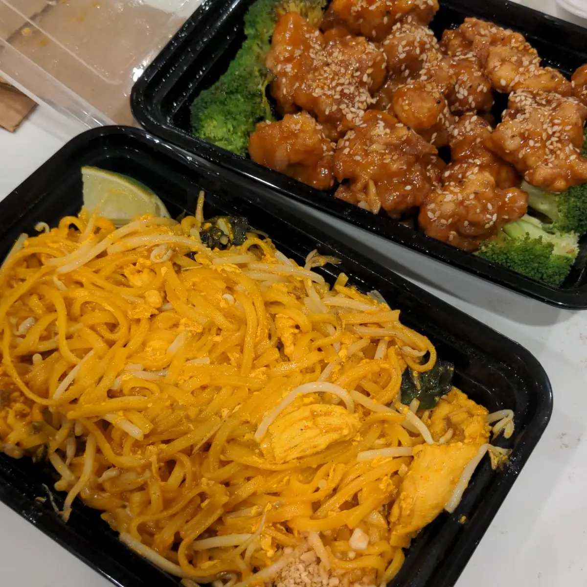 Sesame Chicken and Chicken Pad Thai