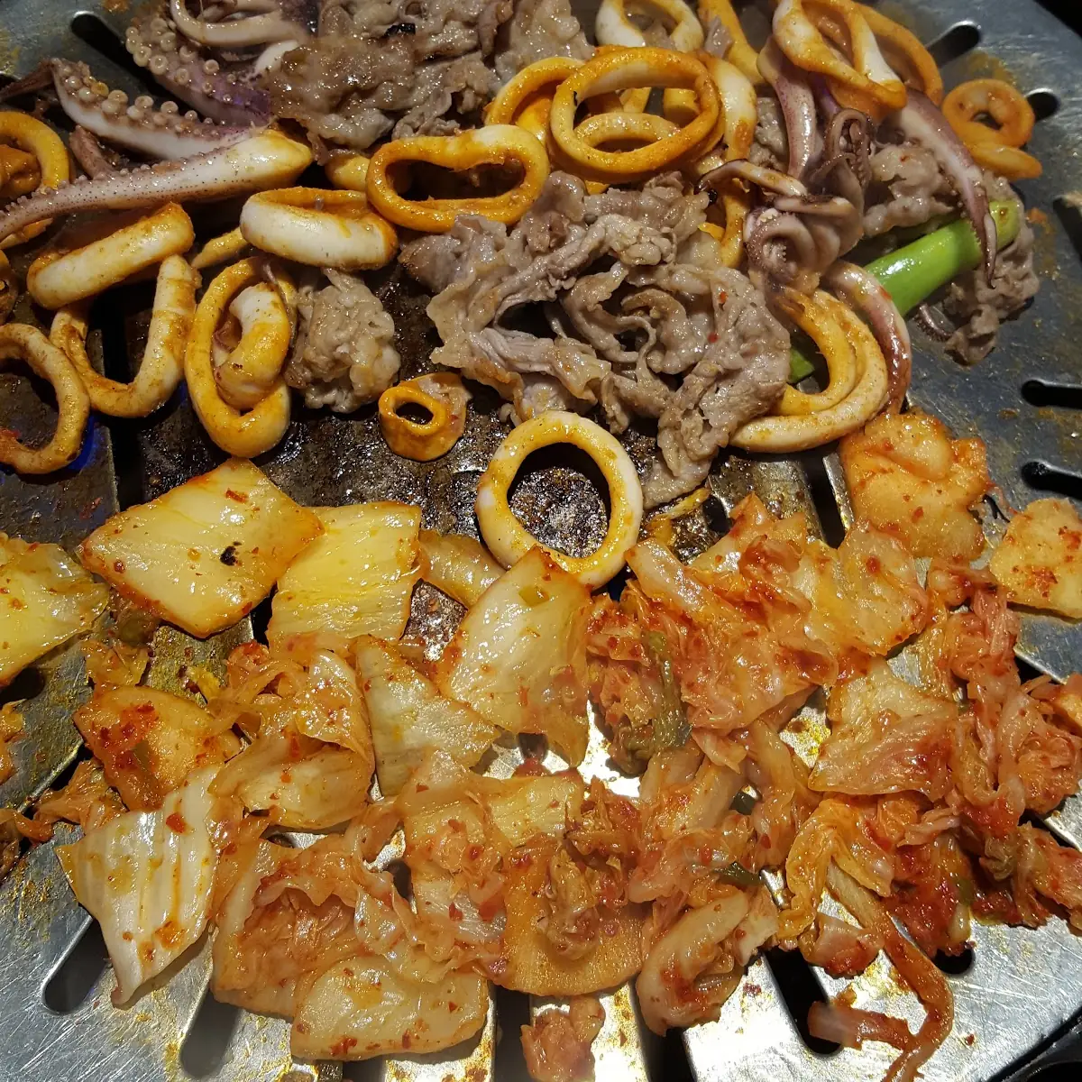 Beef Brisket and Spicy Calamari & Kimchi