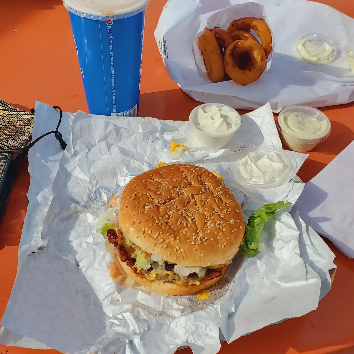 Bacon Cheeseburger with Onion Rings