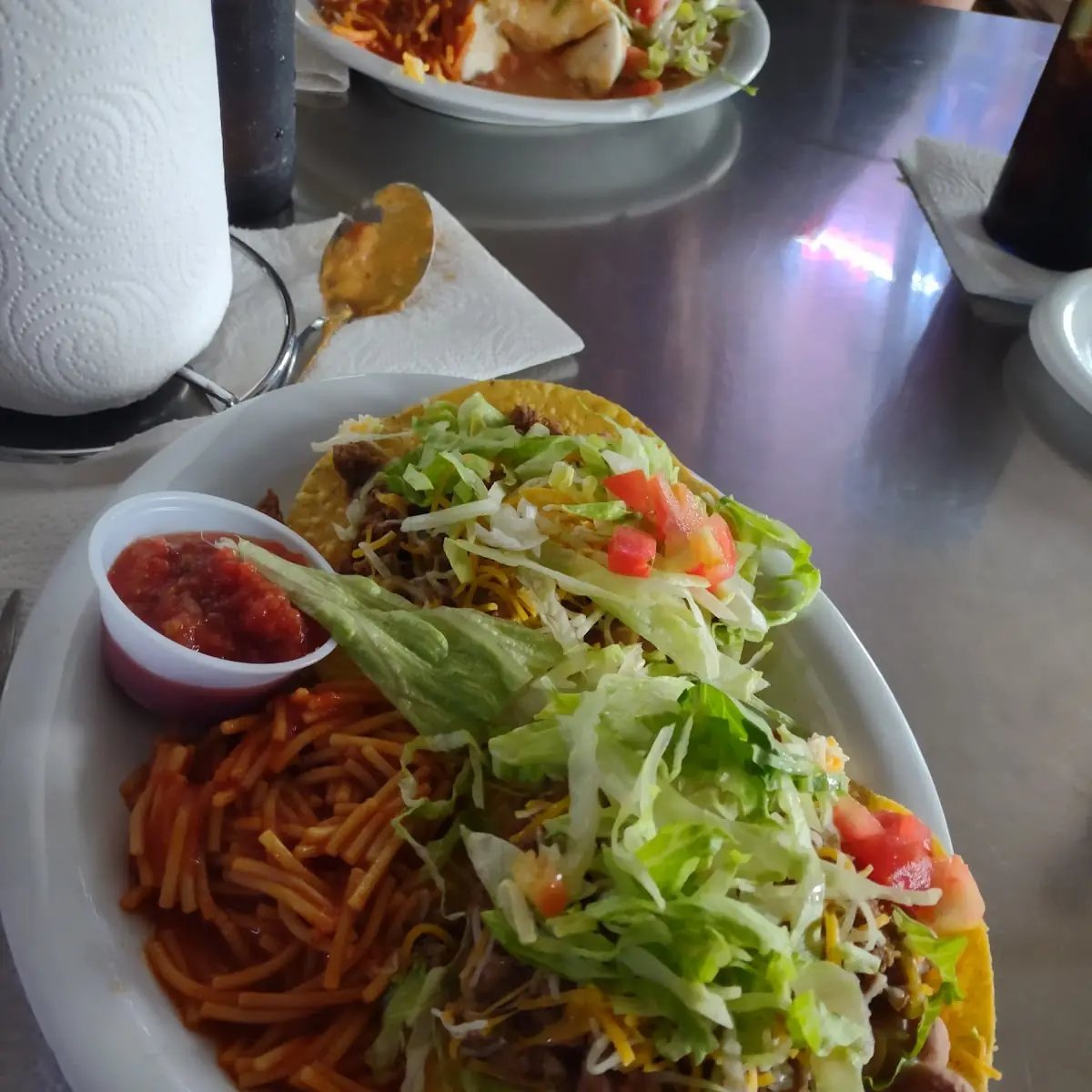 Beef and Bean Tostada with Vermicelli