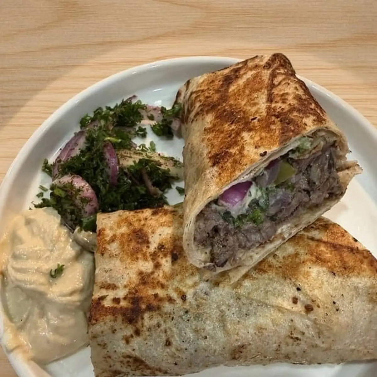Beef Shawarma with Hummus Salad