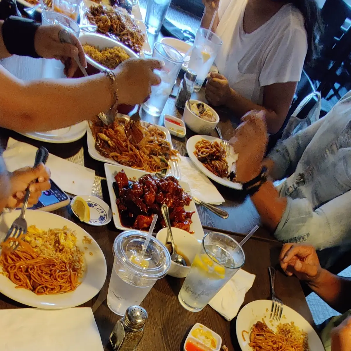Lo Mein Noodles and Orange Chicken