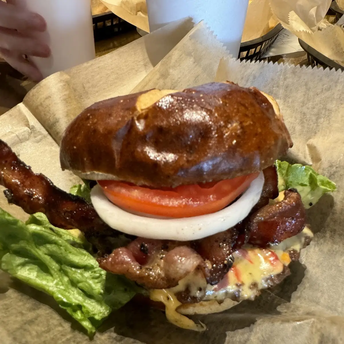 Burger on Pretzel