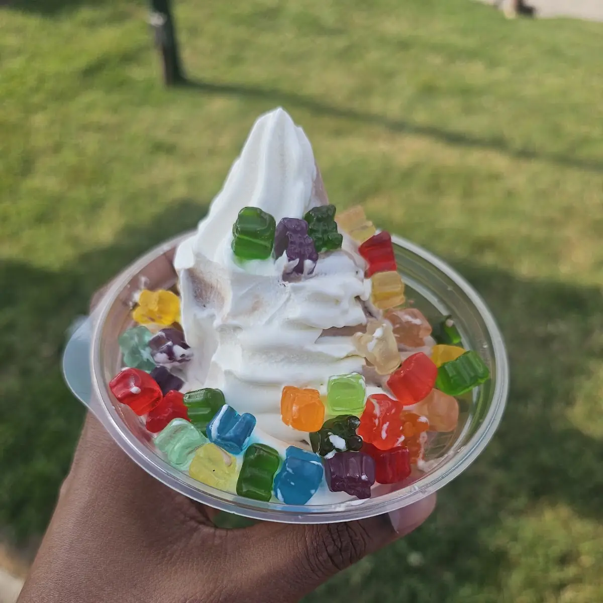 Frozen Custard Twist with Gummy Bear Toppings