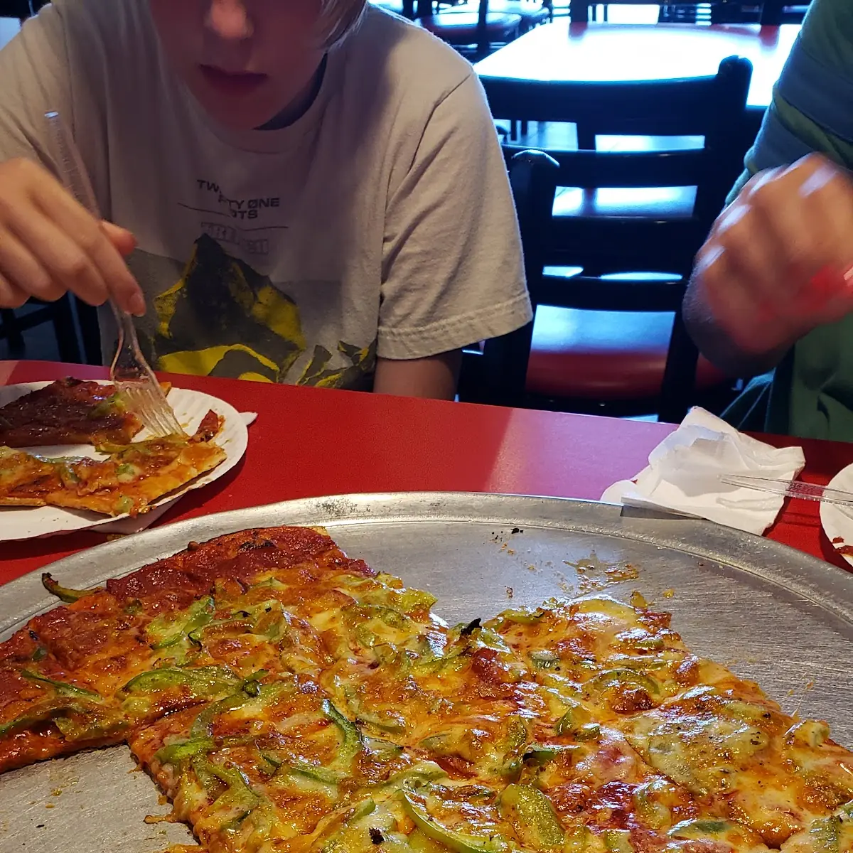 Peperoni and Green Pepper Thin Crust Pizza