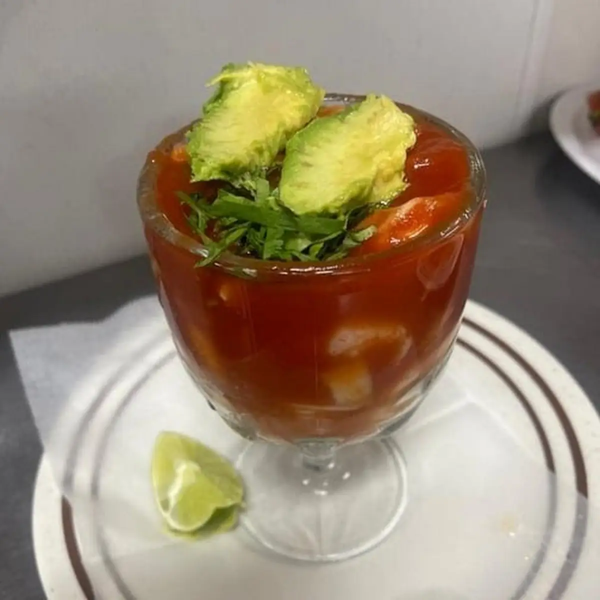 Shrimp Cocktail with Avocado Slices
