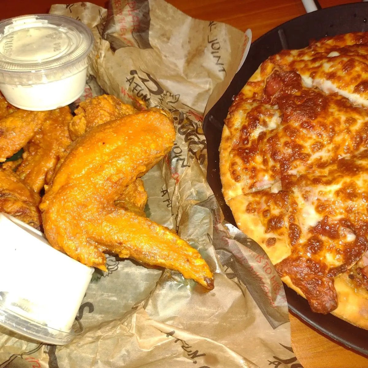 Garlic Parmesan Wings and Pizza