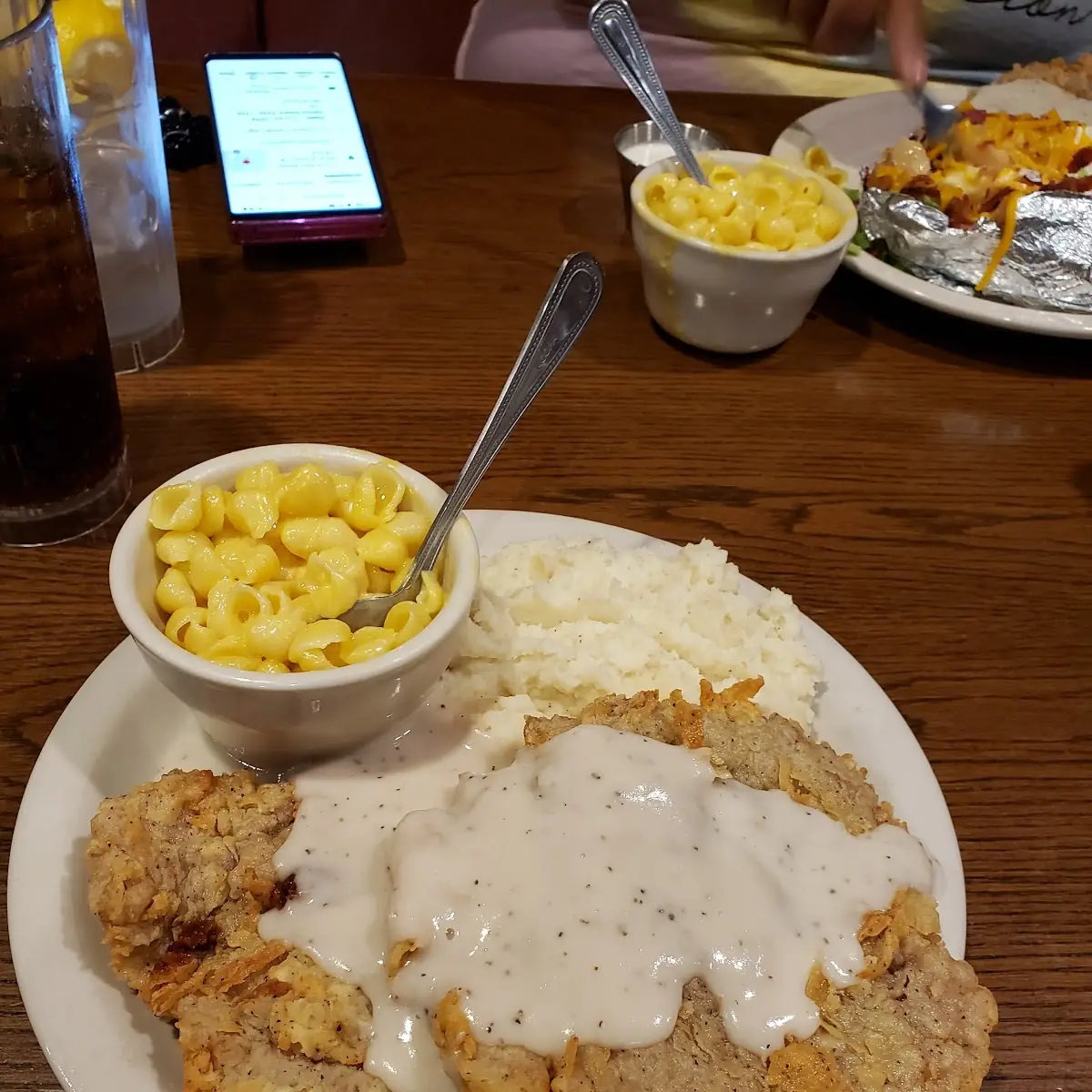 Chicken Fried Steak Green Beans and Mashed Potatoes