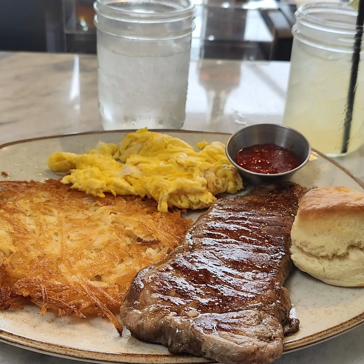 Steak and Eggs with Hash Browns