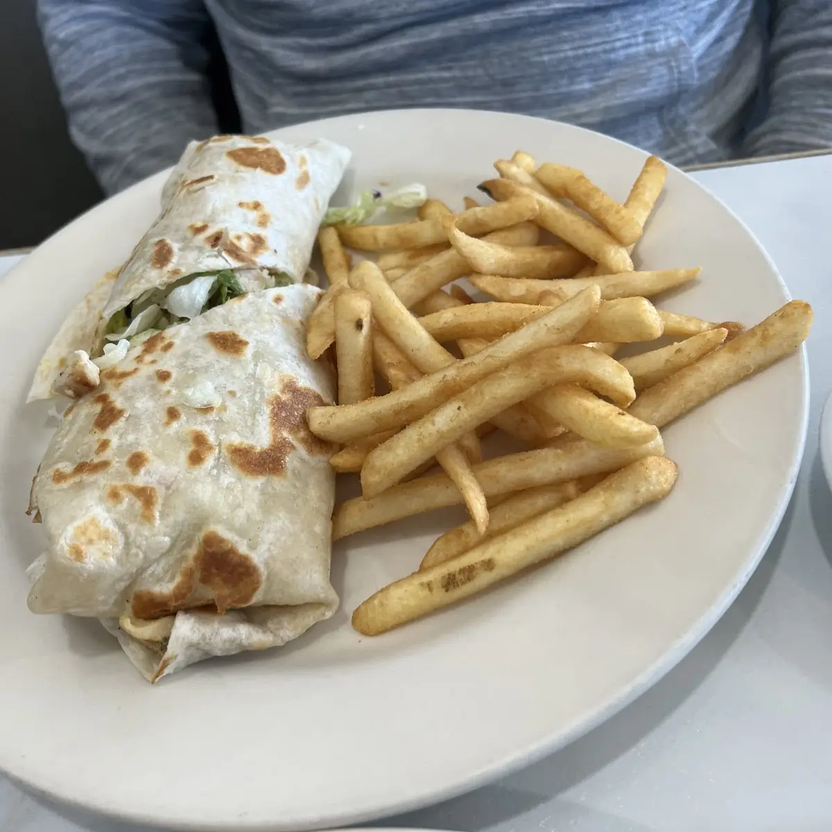 Chicken Caesar Wrap and Fries