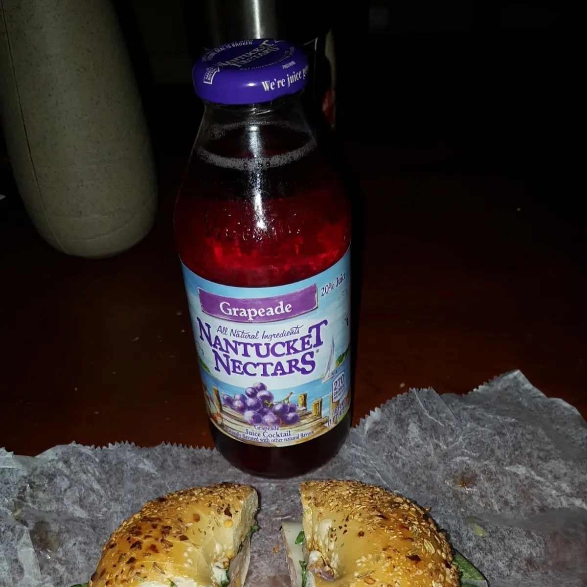 Ham and Swiss on an Everything Bagel