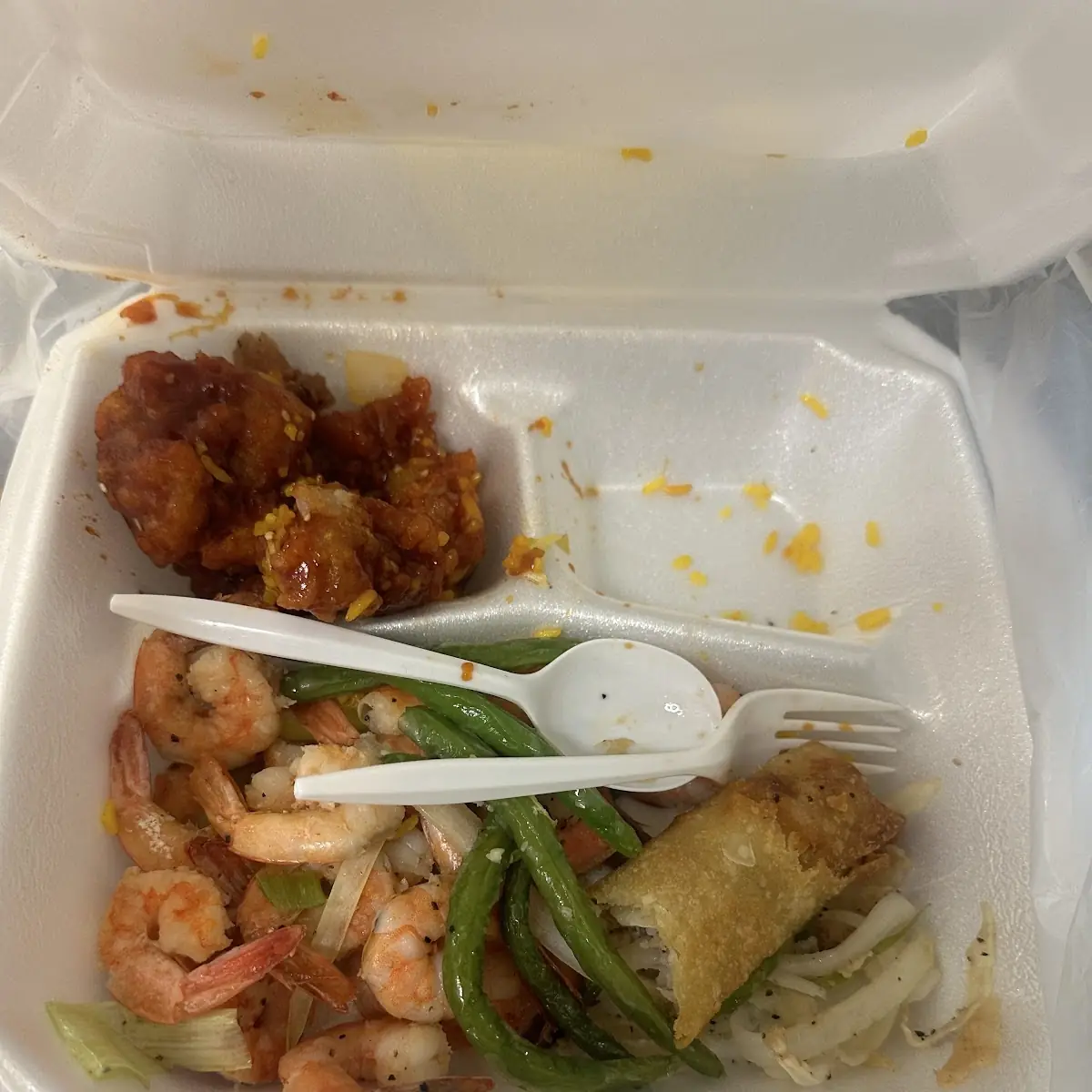 Fried Rice Egg Roll Shrimp and Chicken