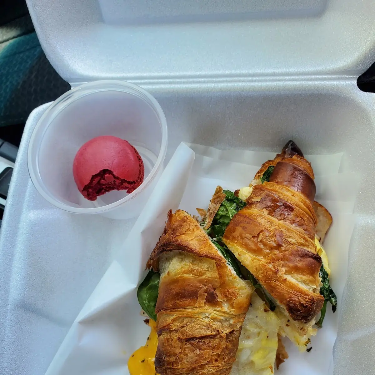 Egg White and Spinach Croissant Sandwich