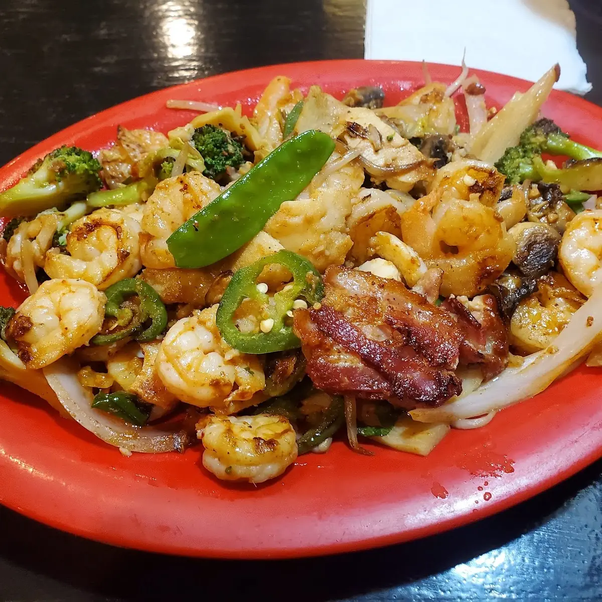 Vegetable Curry Shrimp Bacon Stir Fry