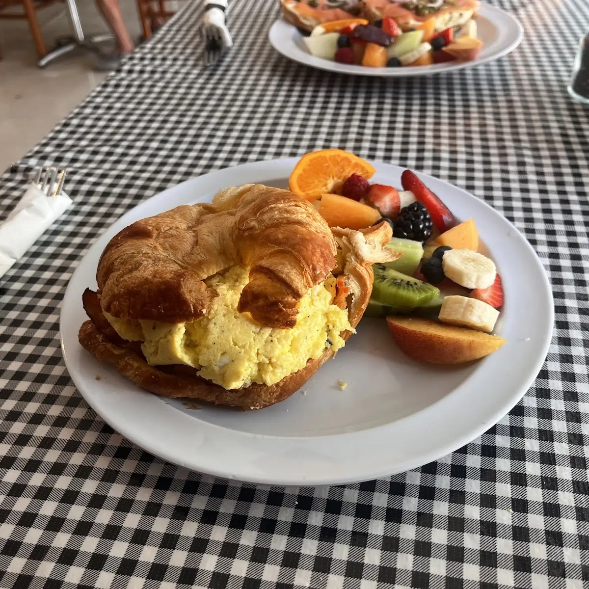 Croissant Bacon Egg with Fresh Fruit